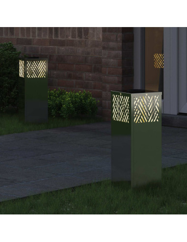 Faro LED solare per sentieri 2 pcs Argento Zincato