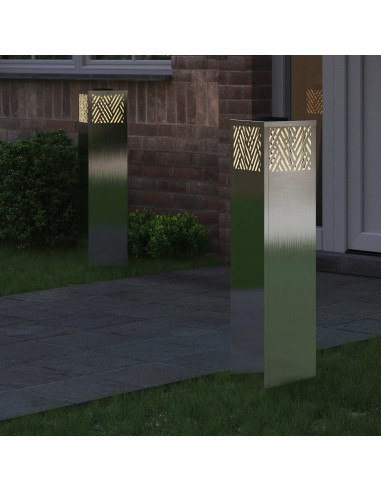 Faro LED solare per sentieri 2 pcs Argento Acciaio inossidabile