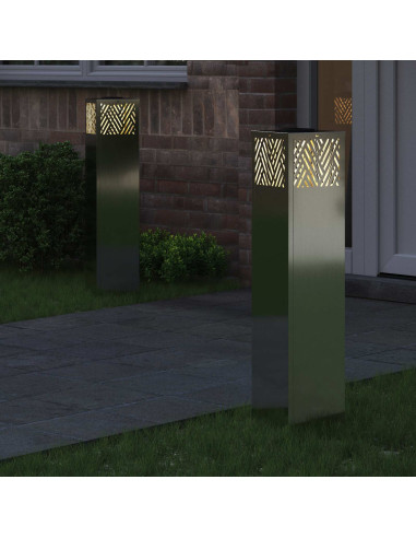 Faro LED solare per sentieri 2 pcs Argento Zincato