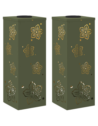 Faro LED solare per sentieri 2 pcs Verde oliva