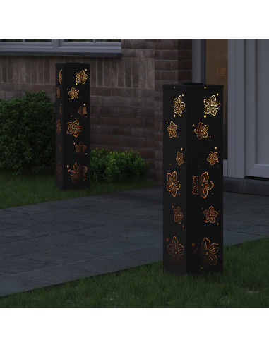 Faro LED solare per sentieri 2 pcs Nero