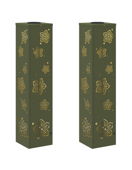 Faro LED solare per sentieri 2 pcs Verde oliva