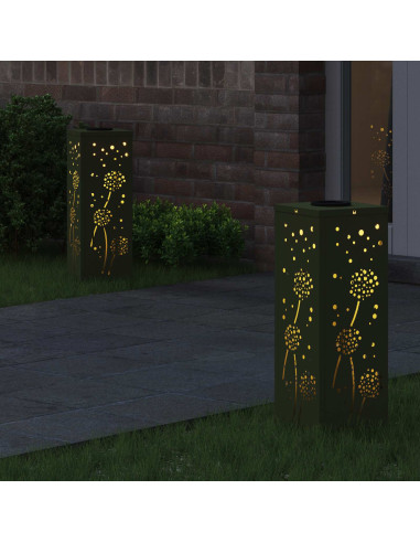 Faro LED solare per sentieri 2 pcs Verde oliva