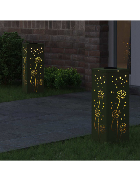 Faro LED solare per sentieri 2 pcs Verde oliva