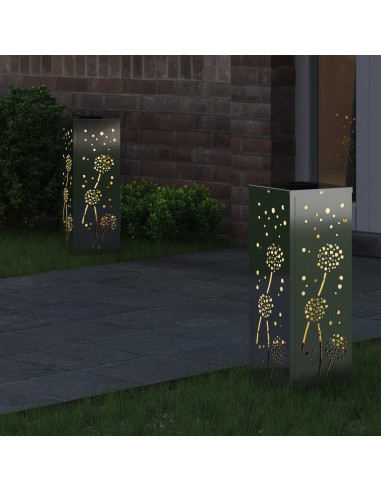 Faro LED solare per sentieri 2 pcs Ruggine Zincato