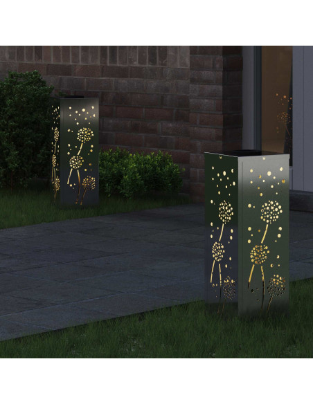 Faro LED solare per sentieri 2 pcs Ruggine Zincato