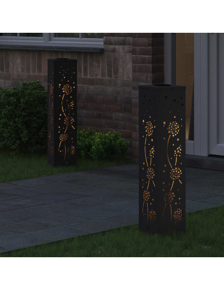 Faro LED solare per sentieri 2 pcs Nero