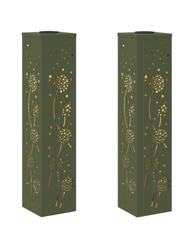 Faro LED solare per sentieri 2 pcs Verde oliva