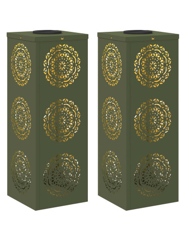 Faro LED solare per sentieri 2 pcs Verde oliva