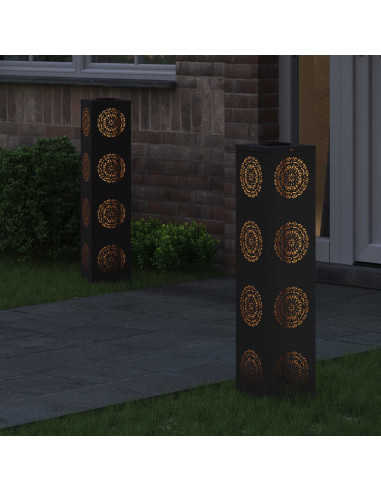 Faro LED solare per sentieri 2 pcs Nero