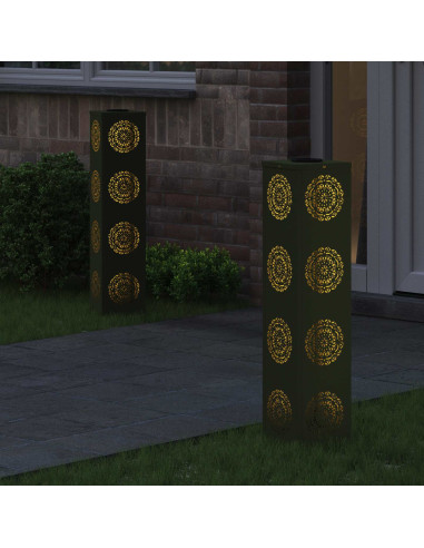 Faro LED solare per sentieri 2 pcs Verde oliva