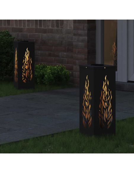 Faro LED solare per sentieri 2 pcs Nero