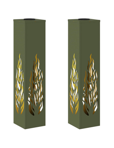 Faro LED solare per sentieri 2 pcs Verde oliva