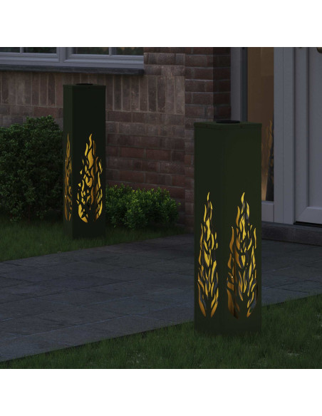 Faro LED solare per sentieri 2 pcs Verde oliva