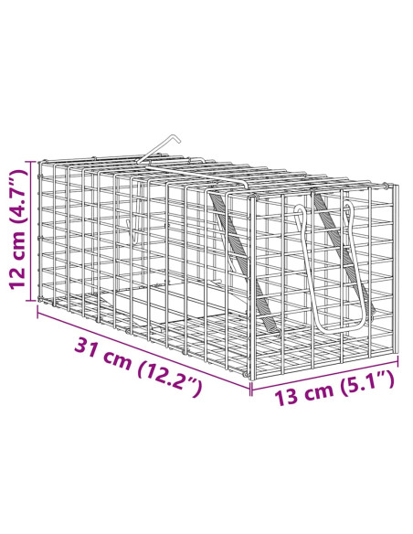 Trappola per animali Antracite 31 x 13 x 12cm Acciaio