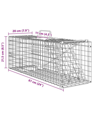 Trappola per animali Antracite 61 x 20 x 21,5 cm Acciaio