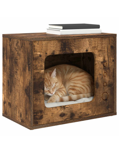 Casa per Gatti Rovere fumé 51 x 30 x 42,5 cm Legno multistrato