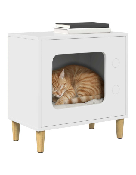 Casa per Gatti Bianco Lucido 51 x 30 x 52 cm Legno multistrato