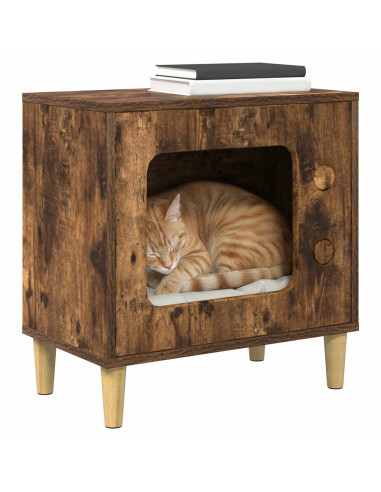 Casa per Gatti Rovere fumé 51 x 30 x 52 cm Legno multistrato