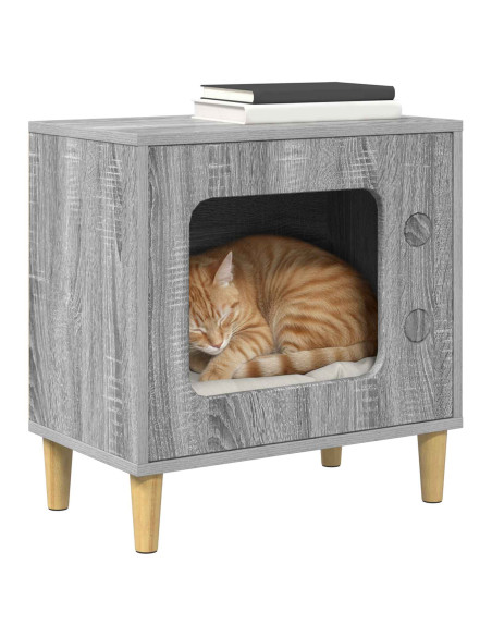 Casa per Gatti Grigio Sonoma 51 x 30 x 52 cm Legno multistrato