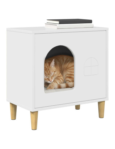 Casa per Gatti Bianco Lucido 51 x 30 x 52 cm Legno multistrato