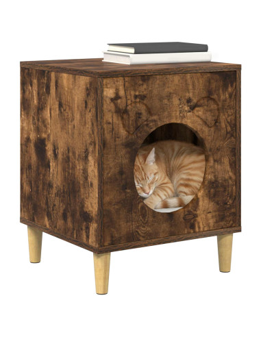Casa per Gatti Rovere fumé 42,5 x 40 x 53 cm Legno multistrato