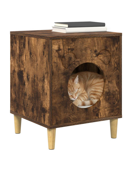 Casa per Gatti Rovere fumé 42,5 x 40 x 53 cm Legno multistrato