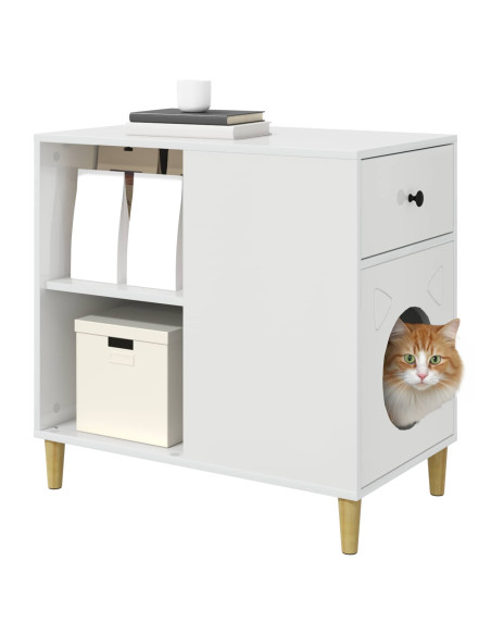 Casa per Gatti Bianco Lucido 72 x 42.5 x 70 cm