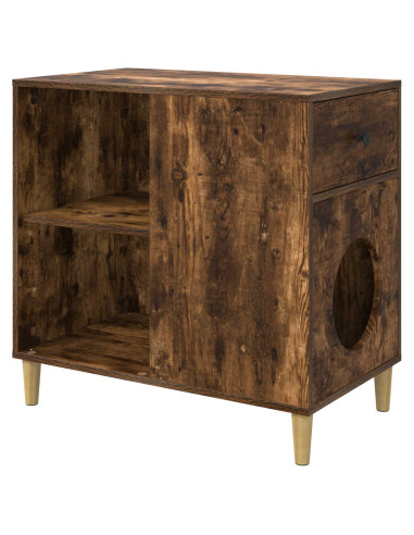 Casa per Gatti Rovere fumé 72 x 42.5 x 70 cm Legno multistrato