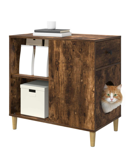 Casa per Gatti Rovere fumé 72 x 42.5 x 70 cm Legno multistrato