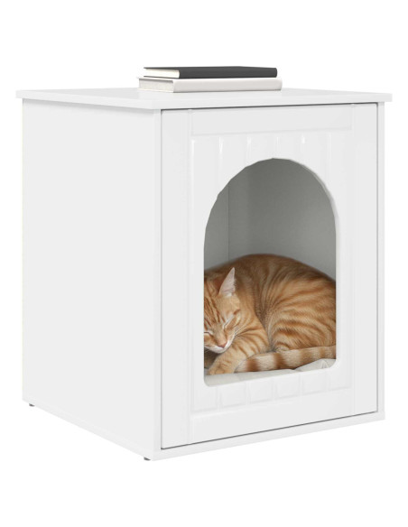 Casa per Gatti Bianco Lucido 53 x 52 x 62 cm Legno multistrato