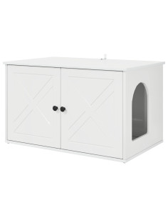 Casa per Gatti Bianco Lucido 85 x 55 x 50 cm Legno multistrato 2