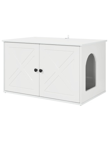 Casa per Gatti Bianco Lucido 85 x 55 x 50 cm Legno multistrato