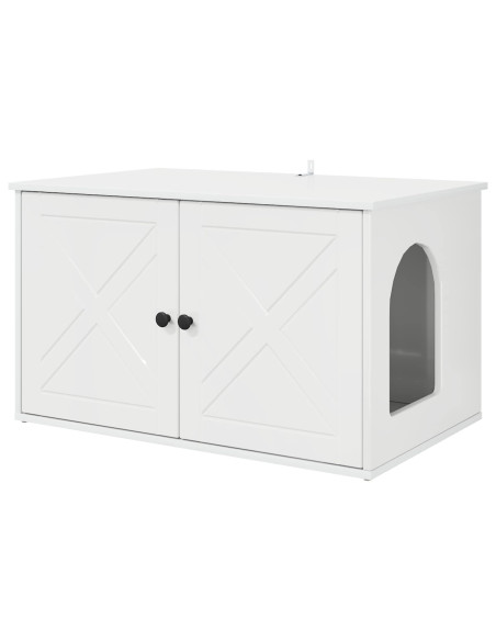 Casa per Gatti Bianco Lucido 85 x 55 x 50 cm Legno multistrato