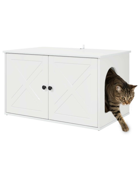 Casa per Gatti Bianco Lucido 85 x 55 x 50 cm Legno multistrato