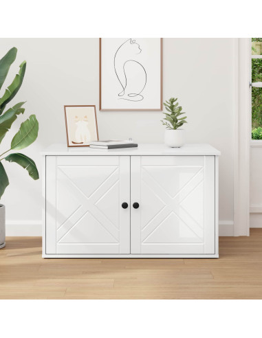 Casa per Gatti Bianco Lucido 85 x 55 x 50 cm Legno multistrato