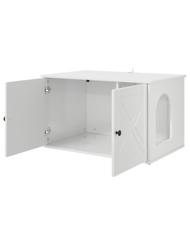 Casa per Gatti Bianco Lucido 85 x 55 x 50 cm Legno multistrato