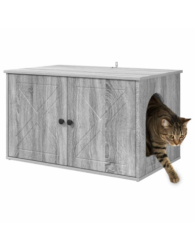 Casa per Gatti Grigio Sonoma 85 x 55 x 50 cm Legno multistrato