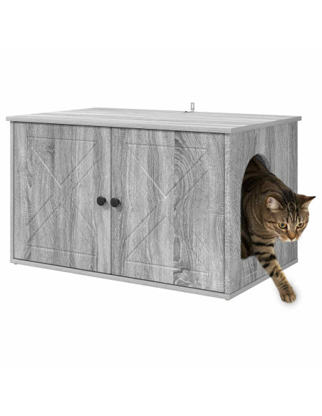 Casa per Gatti Grigio Sonoma 85 x 55 x 50 cm Legno multistrato