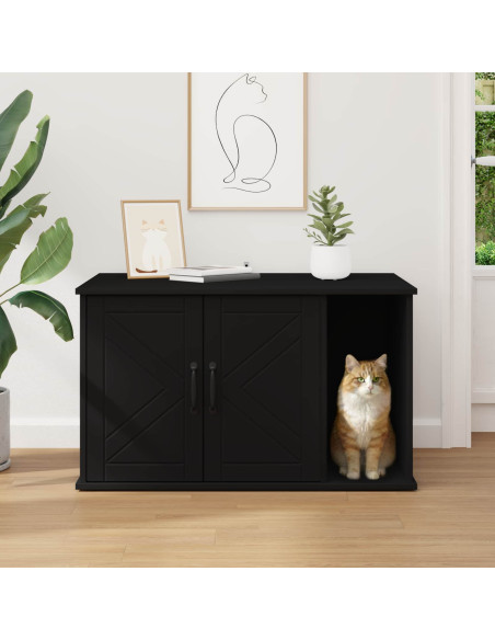 Casa per Gatti Nero 85 x 55 x 50 cm Legno multistrato