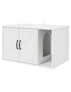 Casa per Gatti Bianco Lucido 85 x 55 x 50 cm Legno multistrato 2