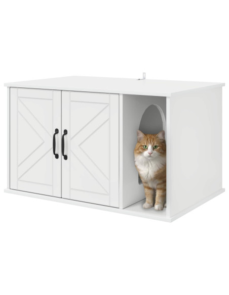 Casa per Gatti Bianco Lucido 85 x 55 x 50 cm Legno multistrato