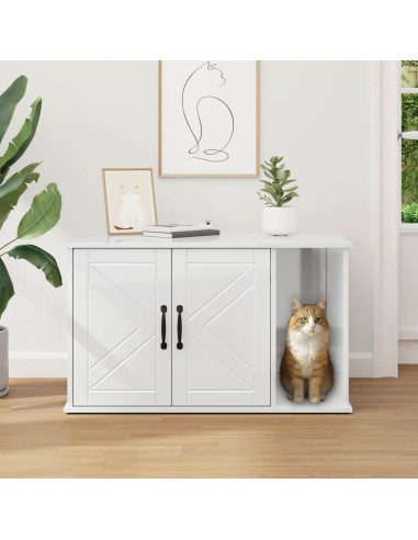 Casa per Gatti Bianco Lucido 85 x 55 x 50 cm Legno multistrato