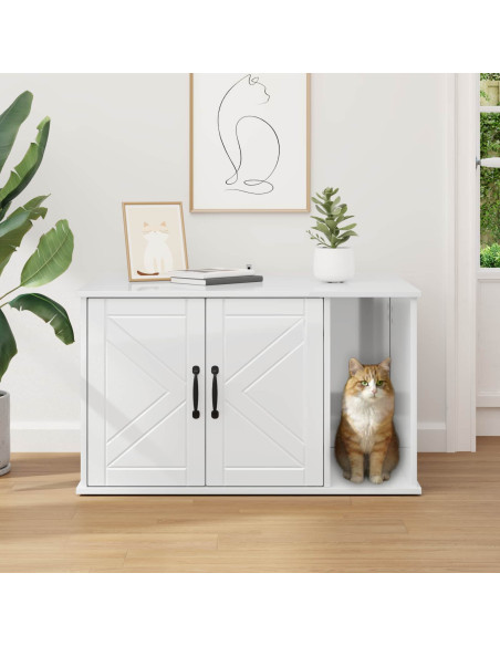 Casa per Gatti Bianco Lucido 85 x 55 x 50 cm Legno multistrato