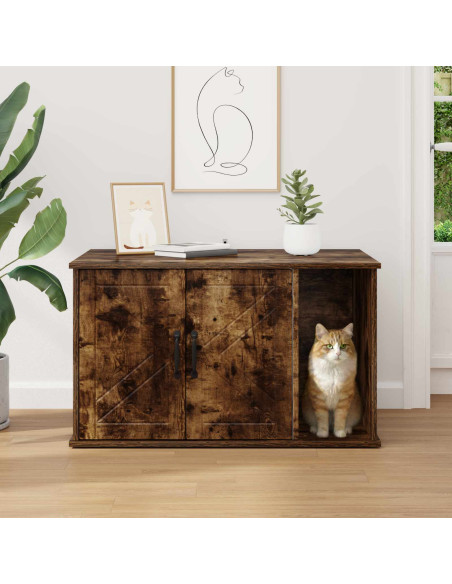 Casa per Gatti Rovere fumé 85 x 55 x 50 cm Legno multistrato