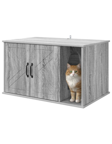 Casa per Gatti Grigio Sonoma 85 x 55 x 50 cm Legno multistrato
