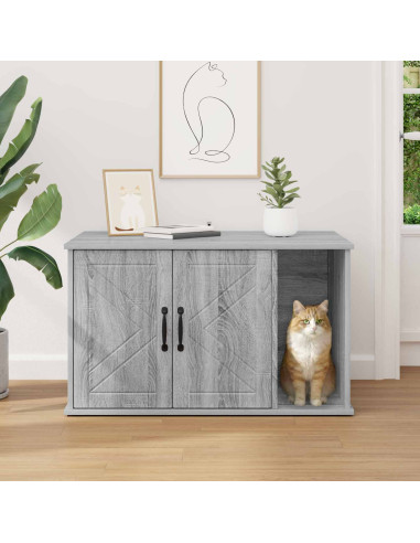 Casa per Gatti Grigio Sonoma 85 x 55 x 50 cm Legno multistrato