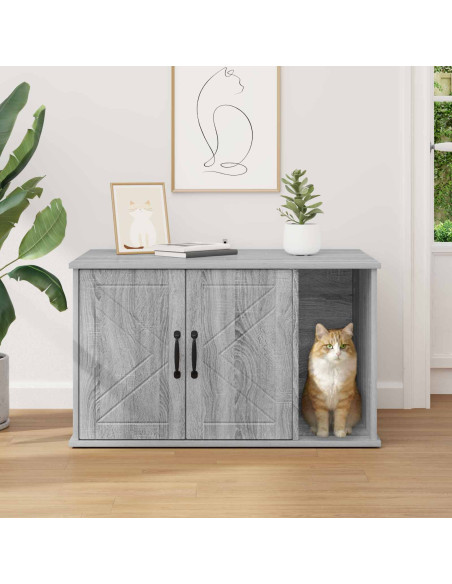 Casa per Gatti Grigio Sonoma 85 x 55 x 50 cm Legno multistrato