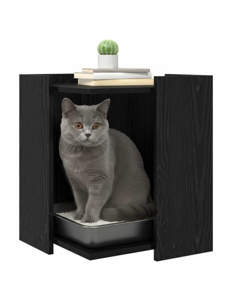 Rifugio per lettiera per gatti Rovere Nero 42 x 42 x 51 cm