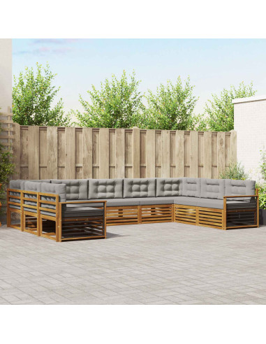 Set divani con cuscino 9 pcs Grigio Naturale e Chiaro